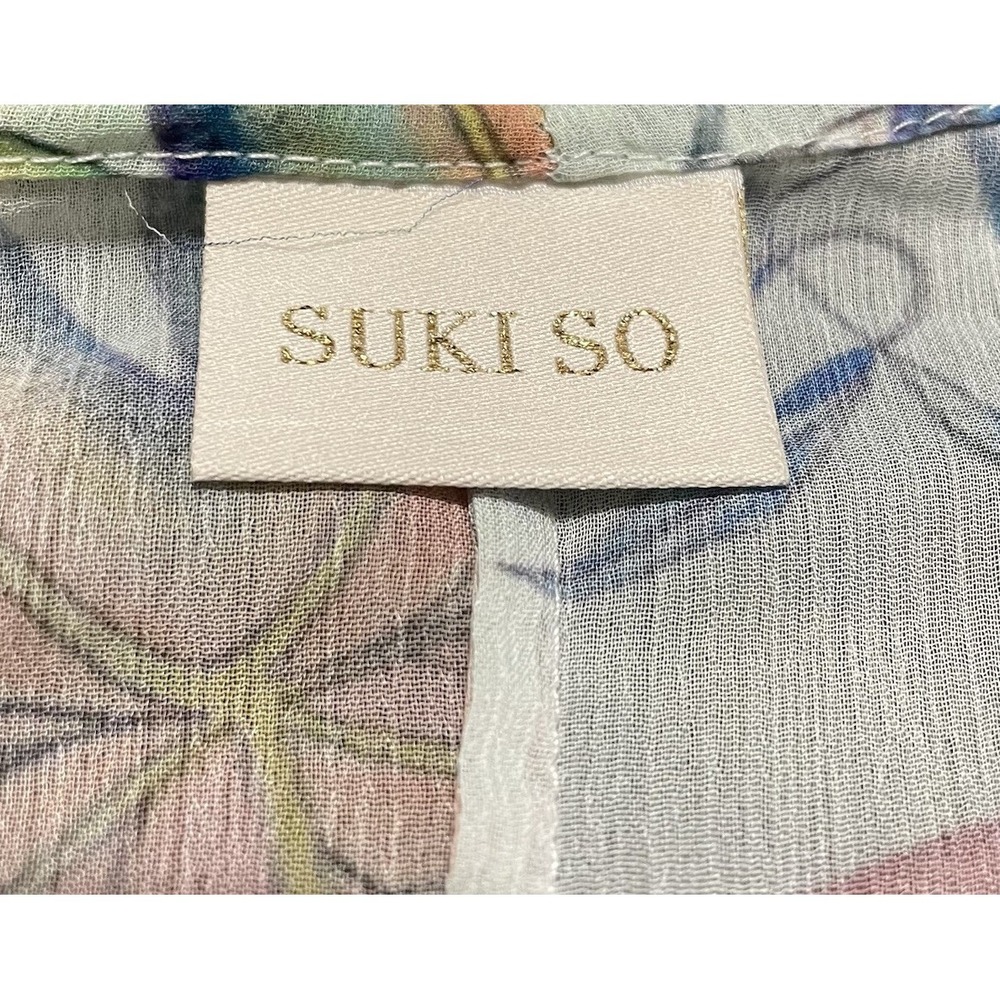 Sukiso Botanical Short Bell Sleeves Swim Cover Up Size L/ XL Beach Fairy Floral - Picture 4 of 16